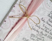 Pink and Grey Paisley Baby Shower Invitation with Envelope - Set of 10
