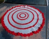 Baby Blanket Crochet Round Blue Red