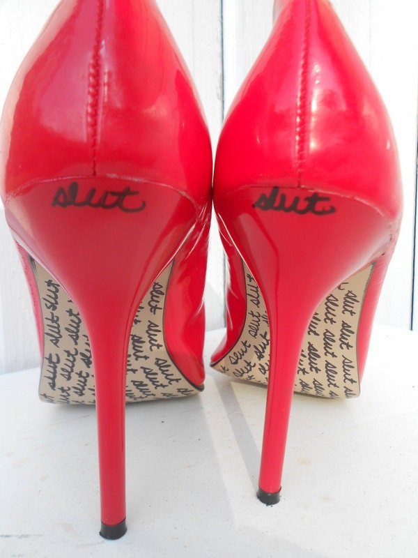 BDSM Shoes Size 9 Heel Shoes Red Slutty 50 Shades