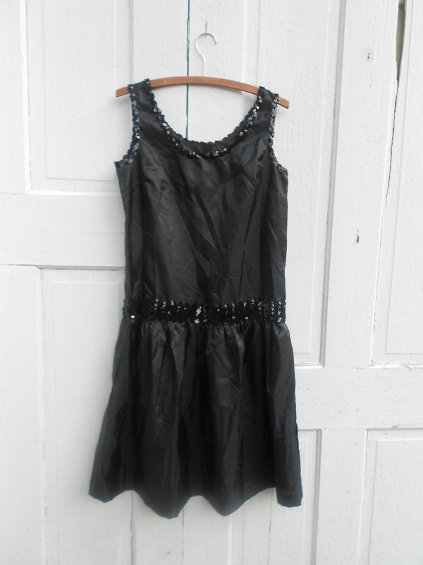 Little Black Dress Medium Drop Waist Sequin Lolligoth