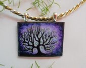 GREENS APPLES IN THE PURPLE SKY ORIGINAL ART PENDANT