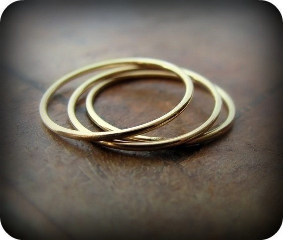 14K gold filled smooth skinny stacking rings - set of 3
