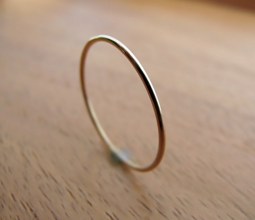 Recycled 14K yellow gold ring - extra skinny ring