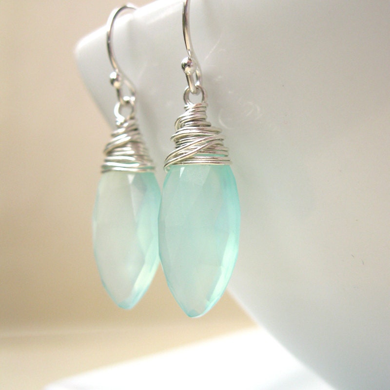 Sea foam Chalcedony earrings in aqua mint