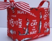 Storage Organization  - Baby and Toddler -  Dr. Seuss - Fabric Storage Container Organizer Bin Basket - Cat in the Hat - Book Cover Red
