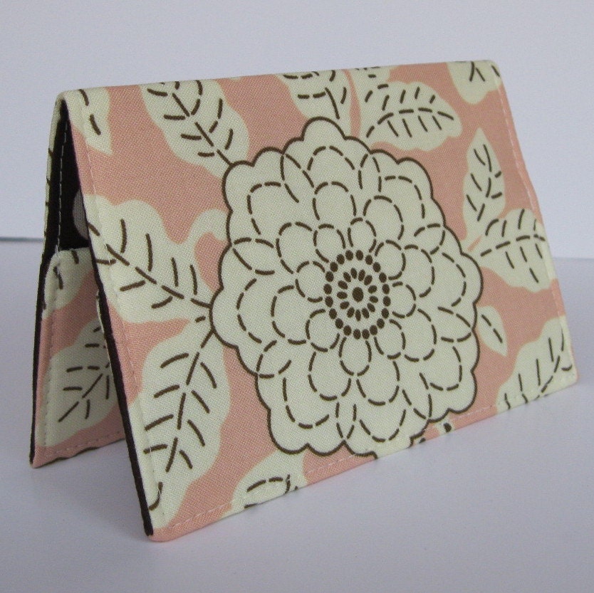 Passport Cover Case Holder - Chocolate Pink Large Chrysanthemum