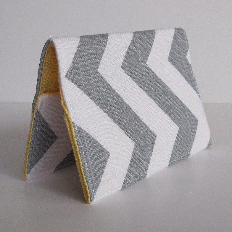 Passport Cover Case - Gray and White Chevron - Zig Zag