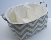 READY TO SHIP - Storage Organziation Diaper Caddy  - Fabric Container Organizer Bin Basket Storage - Village Blue Chevron