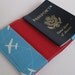 Passport Case Cover Fabric - White Airplanes on Blue