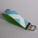 KEY FOB/ WRISTLET - Keychain - Turquoise Blue White Chevron Fabric