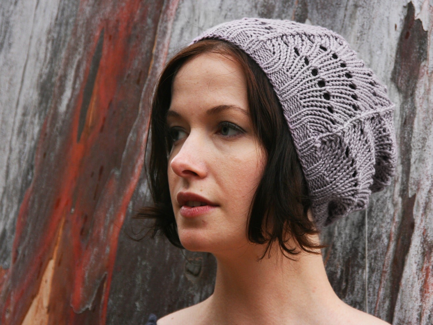 slouchy hat - smoke gray silver lace