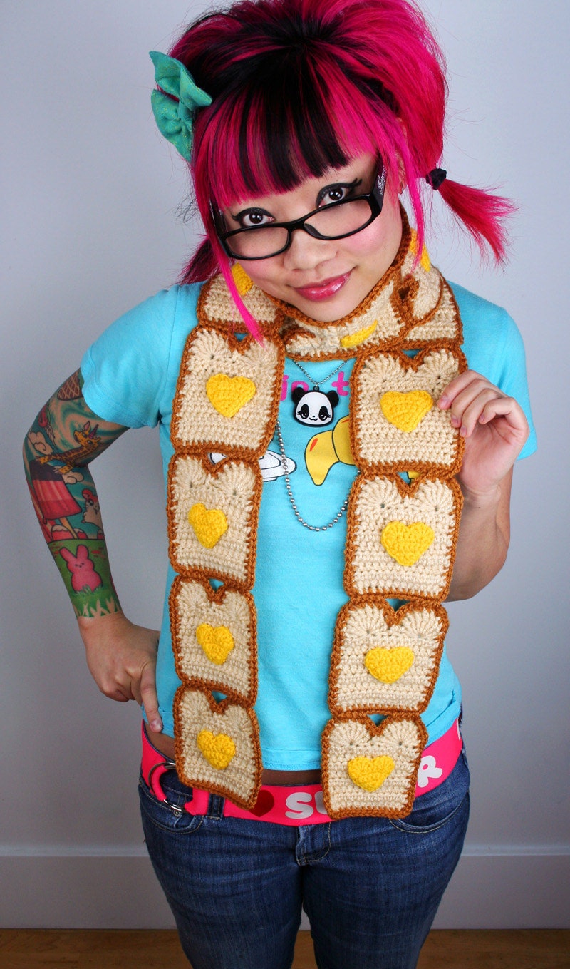 Toast Scarf with Butter Hearts - Ready to Ship