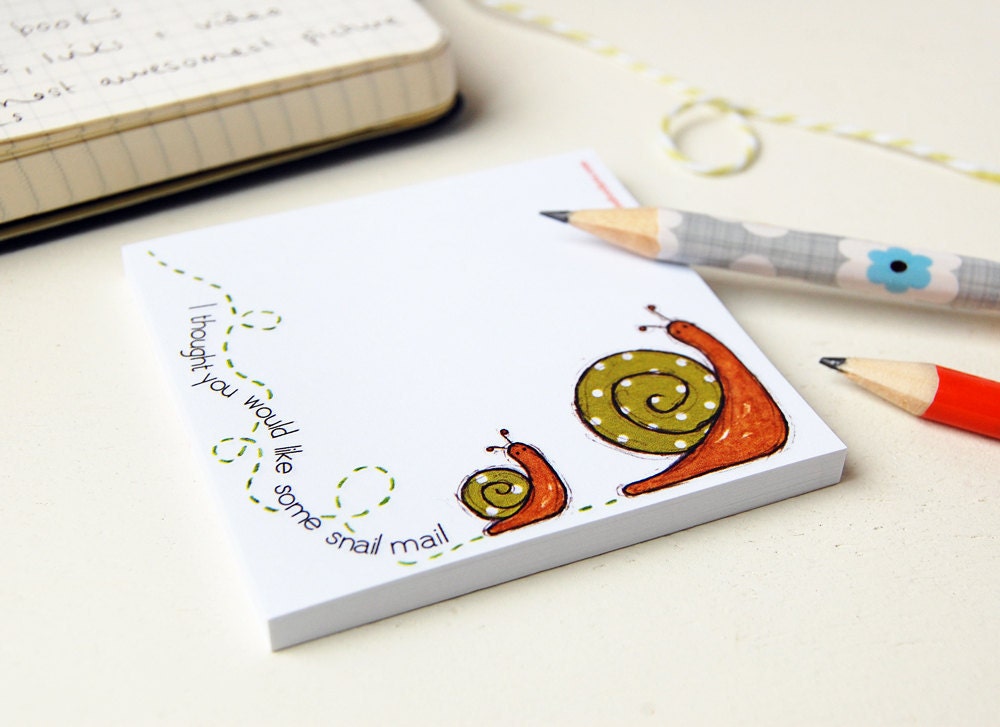 Snail Post-It Notes - Snail Mail - Sticky Notes