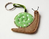 Snail Keyring - Hand Sewn, Wool Felt, Gift