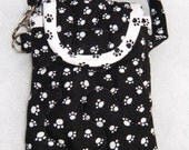 Quilted Cell Phone cover - Black with white Pawprints