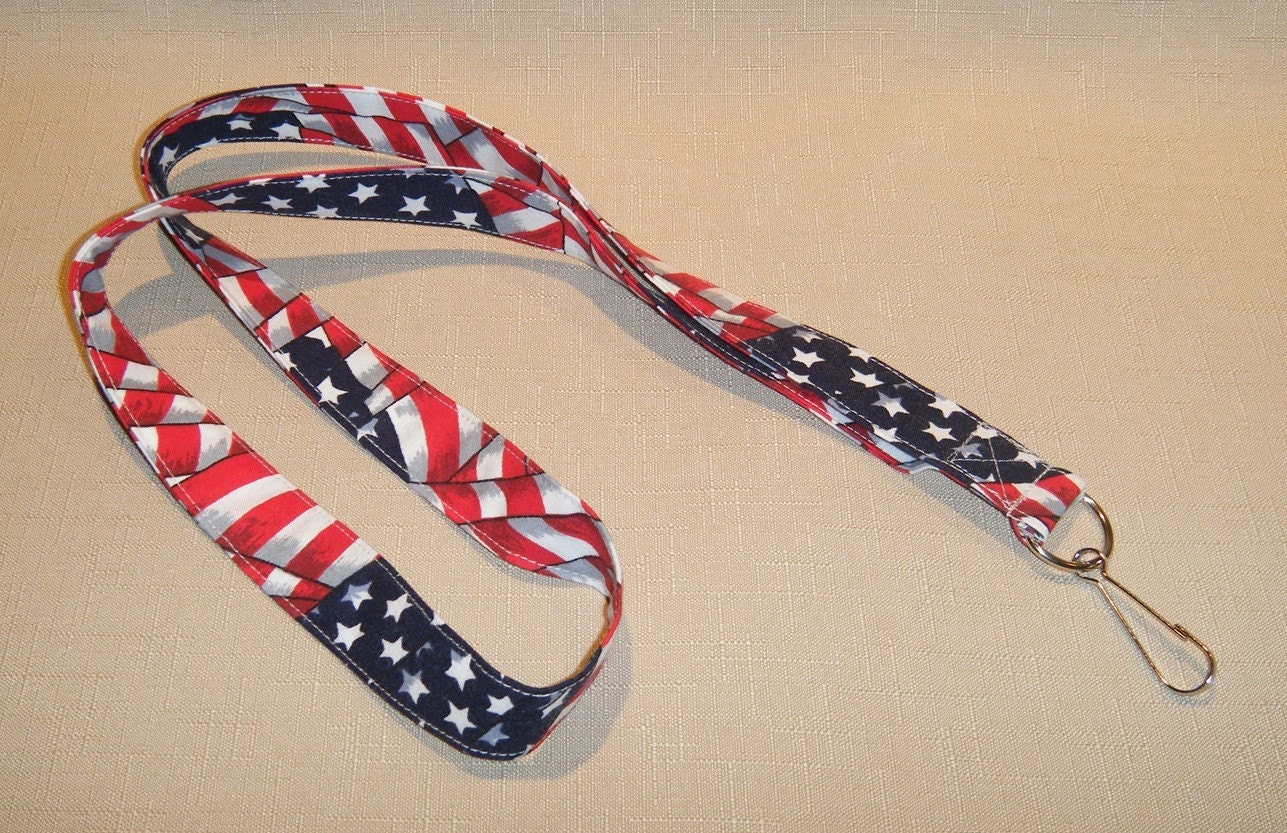 American Flag Print - handmade fabric lanyard