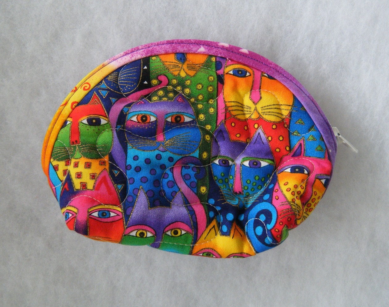 Small Quilted Purse - Laurel Burch feline faces