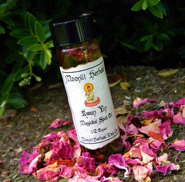 Kwan Yin Magickal Spell Oil - Goddess of Compassion and Mercy, Unconditional Love, Peace, Meditation