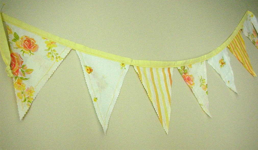 SALE - Sunshine Yellow Pennant Banner/Bunting - OOAK - SALE