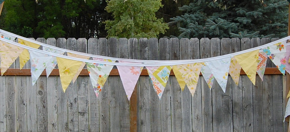 Sweet Vintage Sheets Pennant Banner - 8'