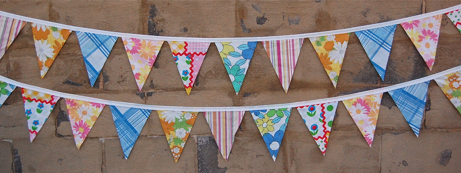 Sherbet Vintage Sheets Pennant Banner - 8'
