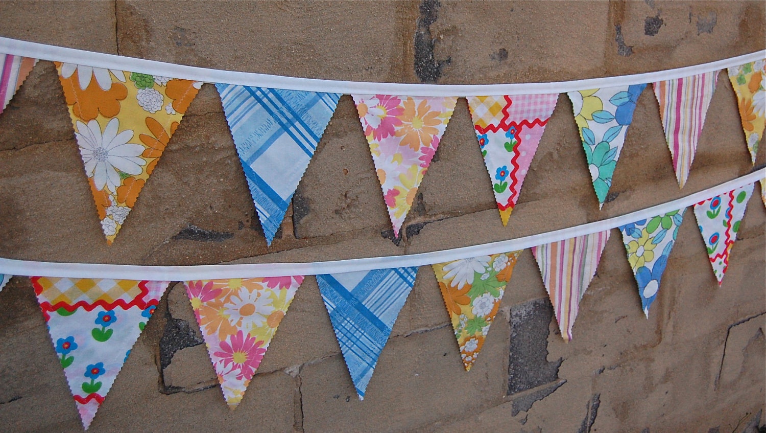 Sherbet Vintage Sheets Pennant Banner - 11'
