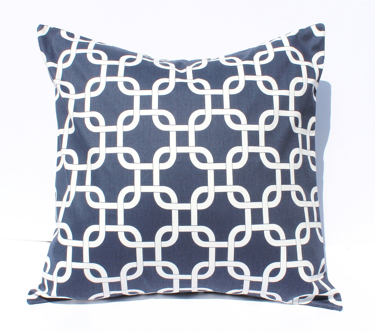 2 Decorative Pillows Covers - Navy Blue Geometric Links . 18 x 18 Cushions - SewGracious