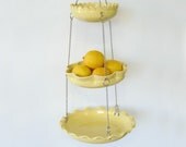 Hanging Kitchen Basket - Set of 3 with UnMatchy Edges - Yellow - MADE TO ORDER.