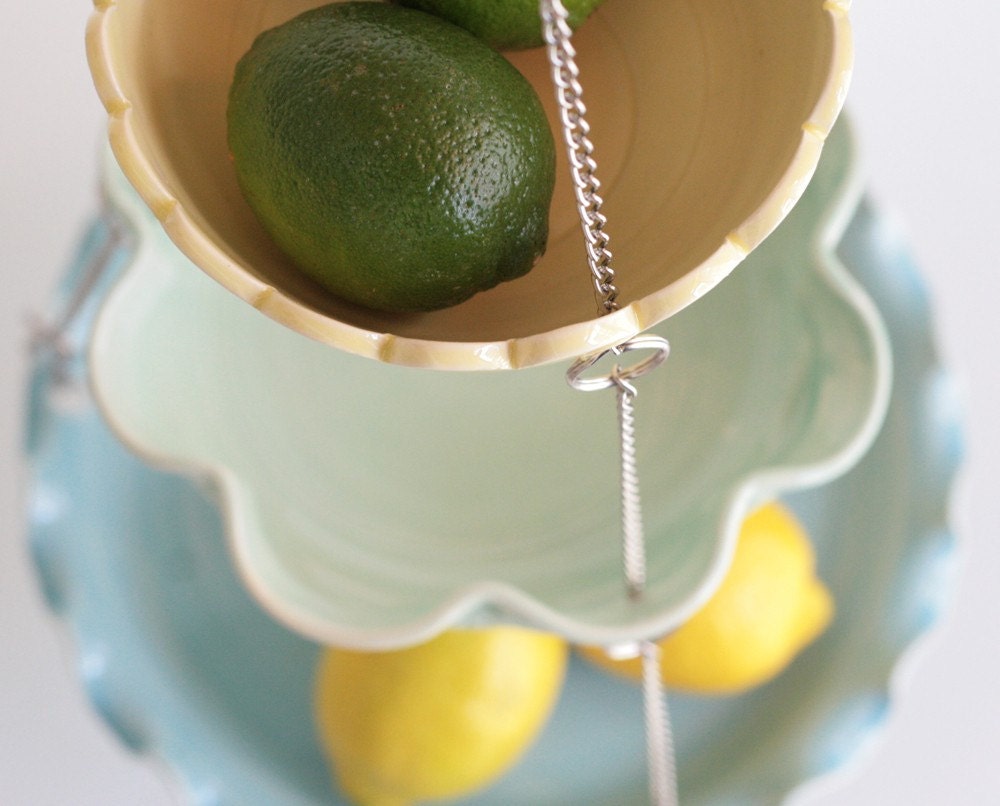 Hanging Fruit Basket - Set of 3 with UnMatchy Edges - MADE TO ORDER - Summer Shades.