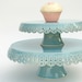 Small cake stand... azure lace cake plate.