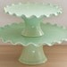 Cake Stand Tier Set - Medium 10" and Small 7" - Ruffle Stands - Green
