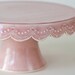Small Cake Stand - 7 inch - Pink Scallop Stitching