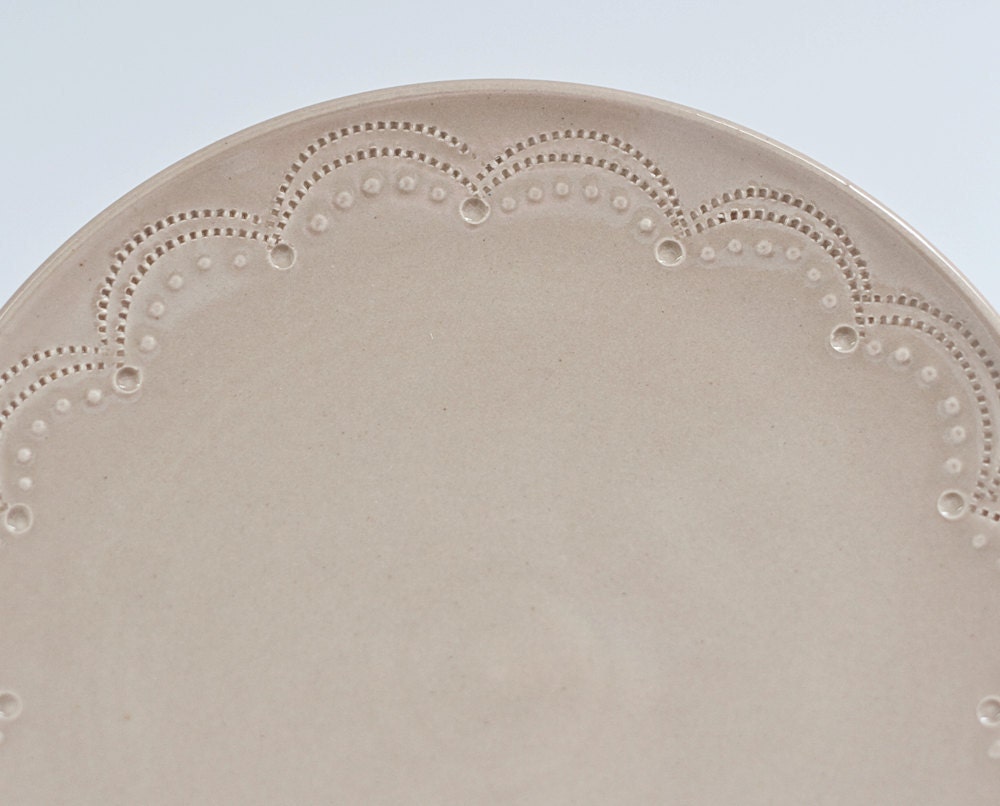 Pottery Dishes - Dessert Plates - Set of 2 - Linen