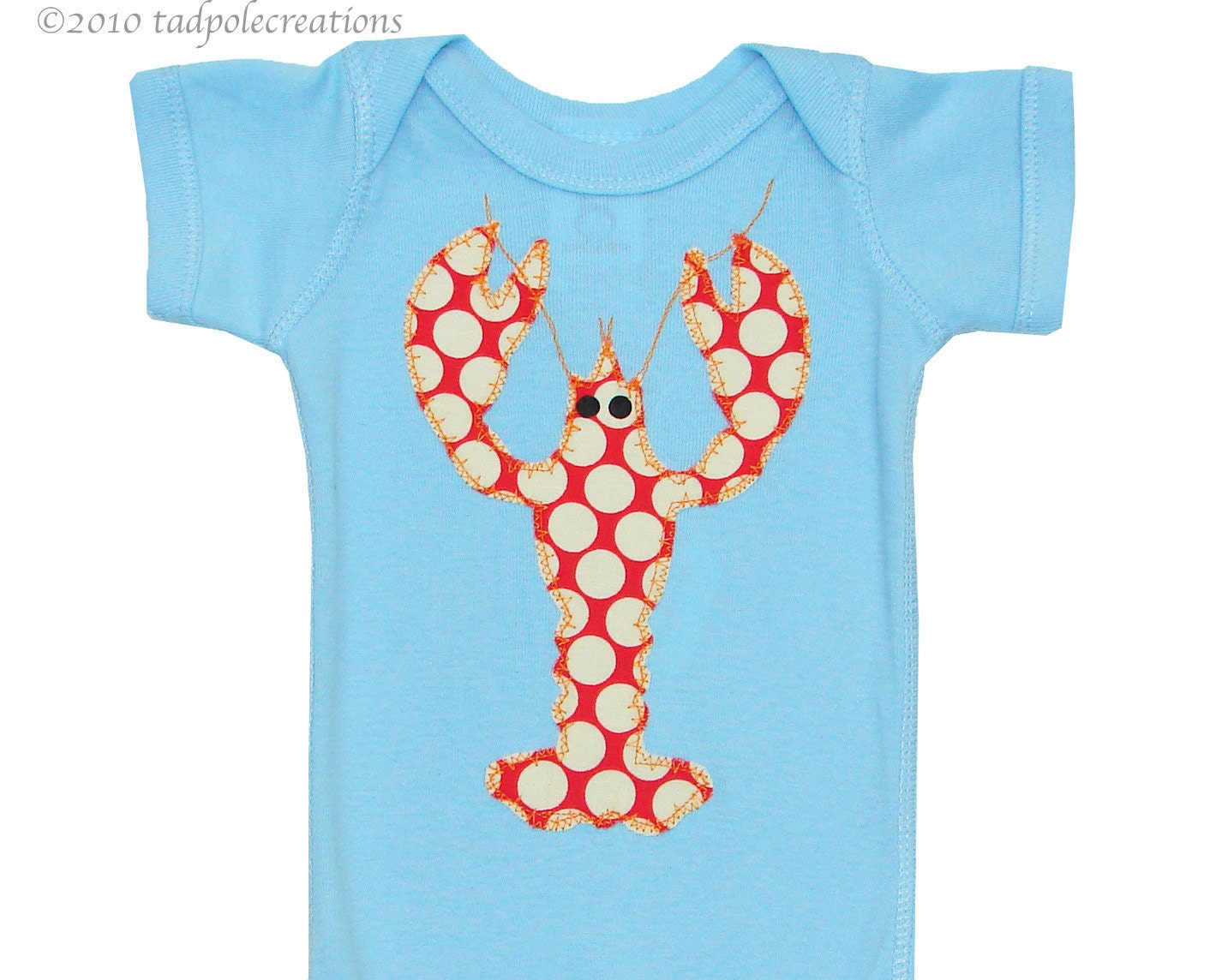 Baby Lobster Bodysuit - Boy Girl Unisex - Newborn 0 to 6 months, 6 months, or 12 month Sizes Available - SHORT SLEEVES