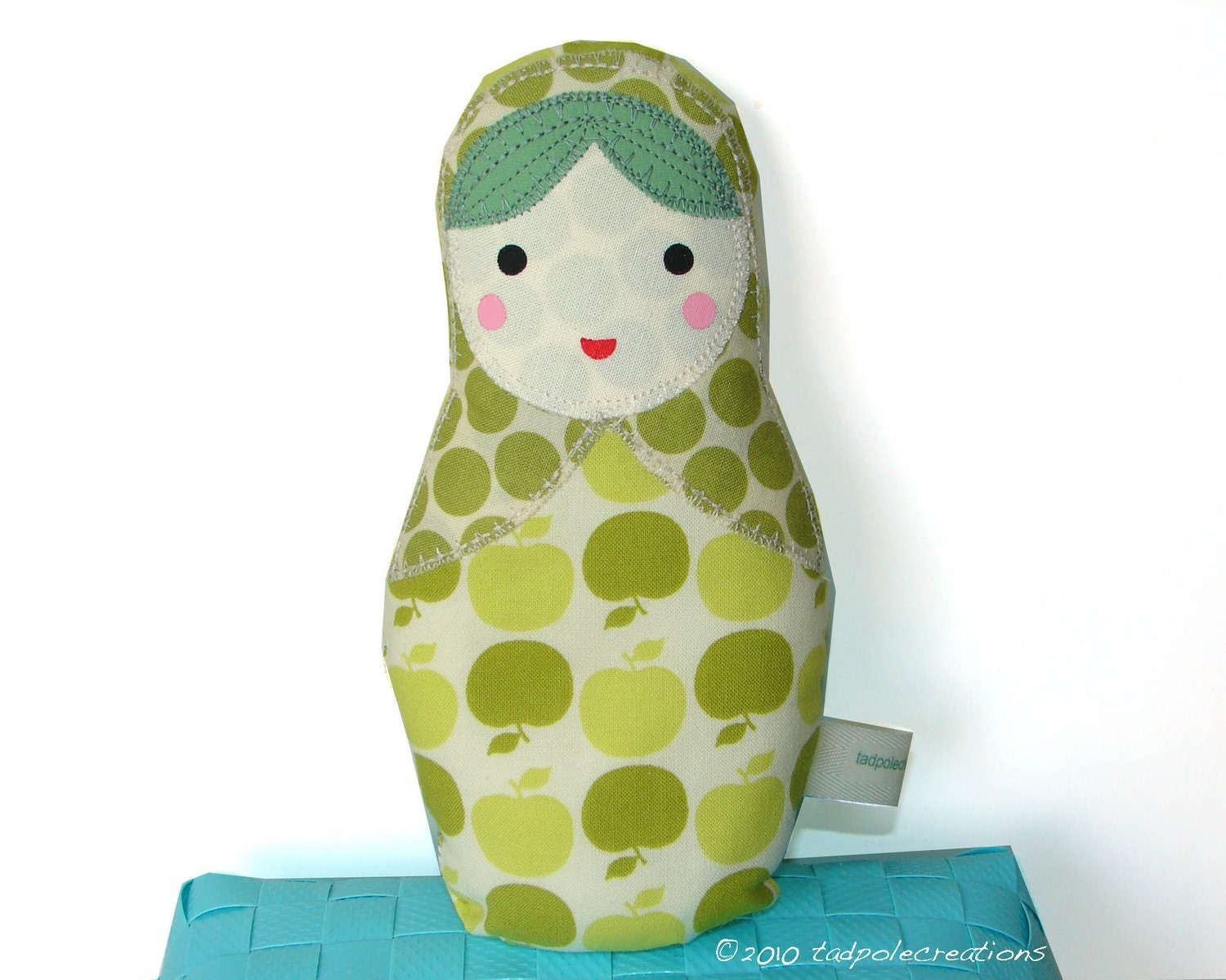 One Matryoshka Babushka Baby Cloth Doll  - Toddler - Youth Girl Birthday - New Baby Gift - Pastel Pink, Green or Yellow