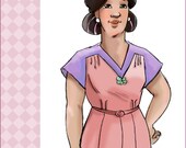 NVL 1940s V neckline cap sleeved day frock 46 bust PLUS SIZE