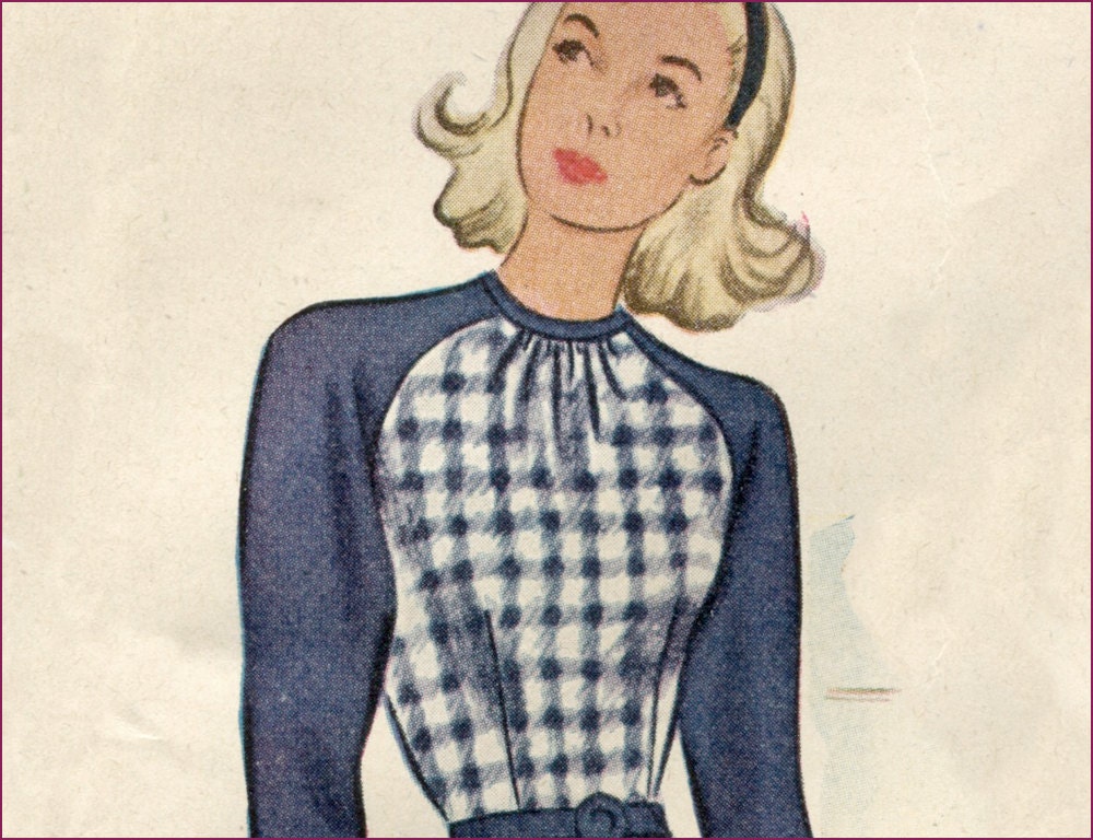 1940s 32 bust raglan sleeved swing dress in FF Factory Fold
