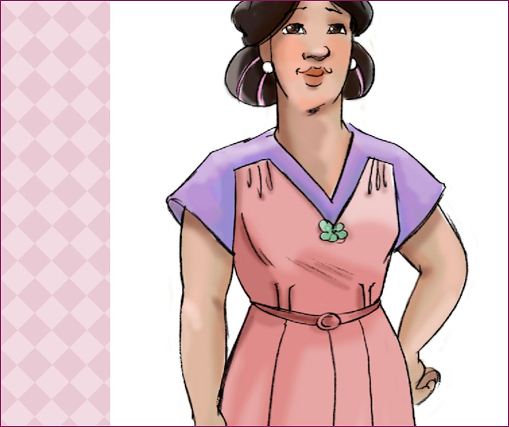 NVL 1940s V neckline cap sleeved day frock 46 bust PLUS SIZE