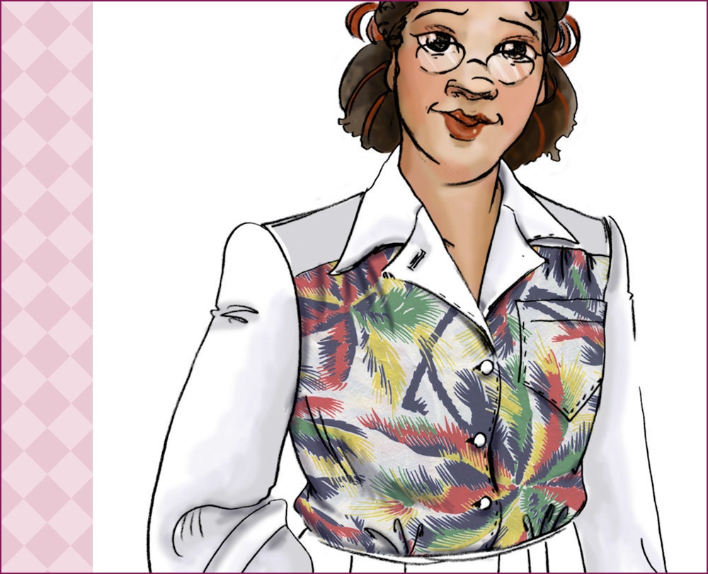 NVL 1940s tailored blouse 44 Bust PLUS SIZE