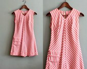 40's S Pink Striped Sleeveless ROMPER