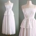 70s XS Bright White Lace Peplum GOWN