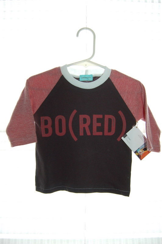 Toddler Recycled T-Shirt - handmade, red and black, repurposed, baby, raglan style