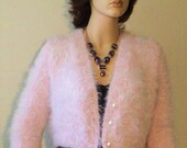 Hand Knit Pink  Angora Cardigan Bolero  inspired by Royal Wedding Kate Middleton White Angora Cardigan Ready to Ship