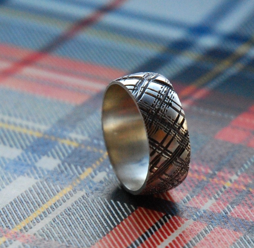 mens PLAID ring sterling silver size 8.75