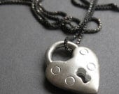 solid silver HEART LOCK necklace