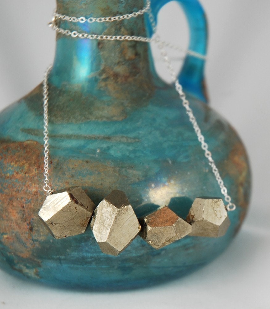 pyrite chunk polyhedron necklace