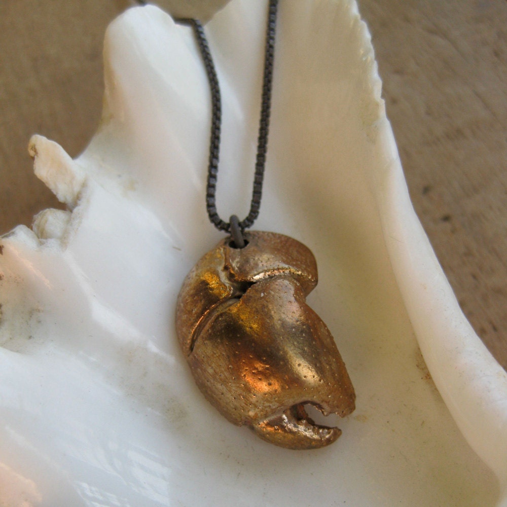 fat crab CLAW necklace bronze Made To Order