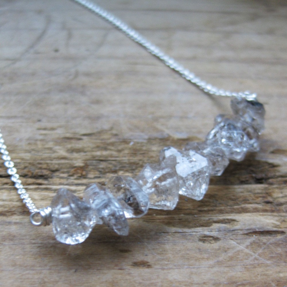 twin pointed TINY HERKIMER quartz crystal necklace