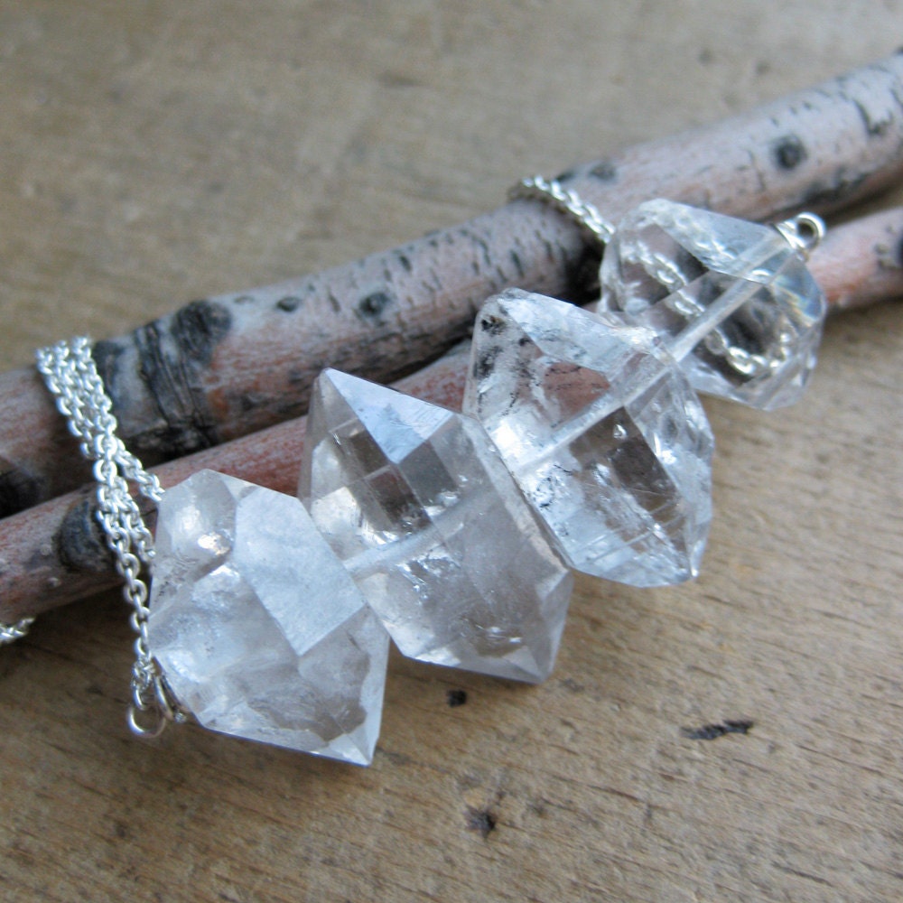 HERKIMER DIAMOND necklace twin pointed quartz crystals