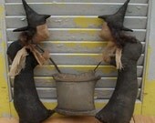 Primitive Halloween Witches Stir Cauldron